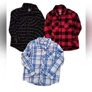 Plaid Button Down Shirt Lot Boys Size XS 4/5 Preppy Academia Casual Grunge 90s